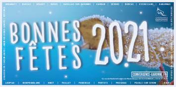 Affiche de bonne année 2022 de la CDC Convergence Garonne, Horaire de la déchèterie pendant les fêtes Virelade