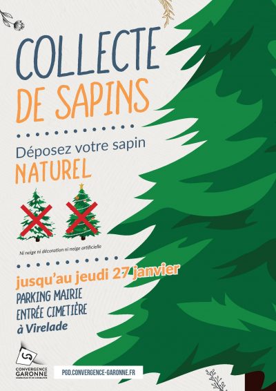 Affiche collecte de sapin à Virelade jusqu'au 27 janvier 