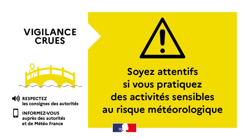 Affiche vigilance jaune crue modérée en gironde, Virelade