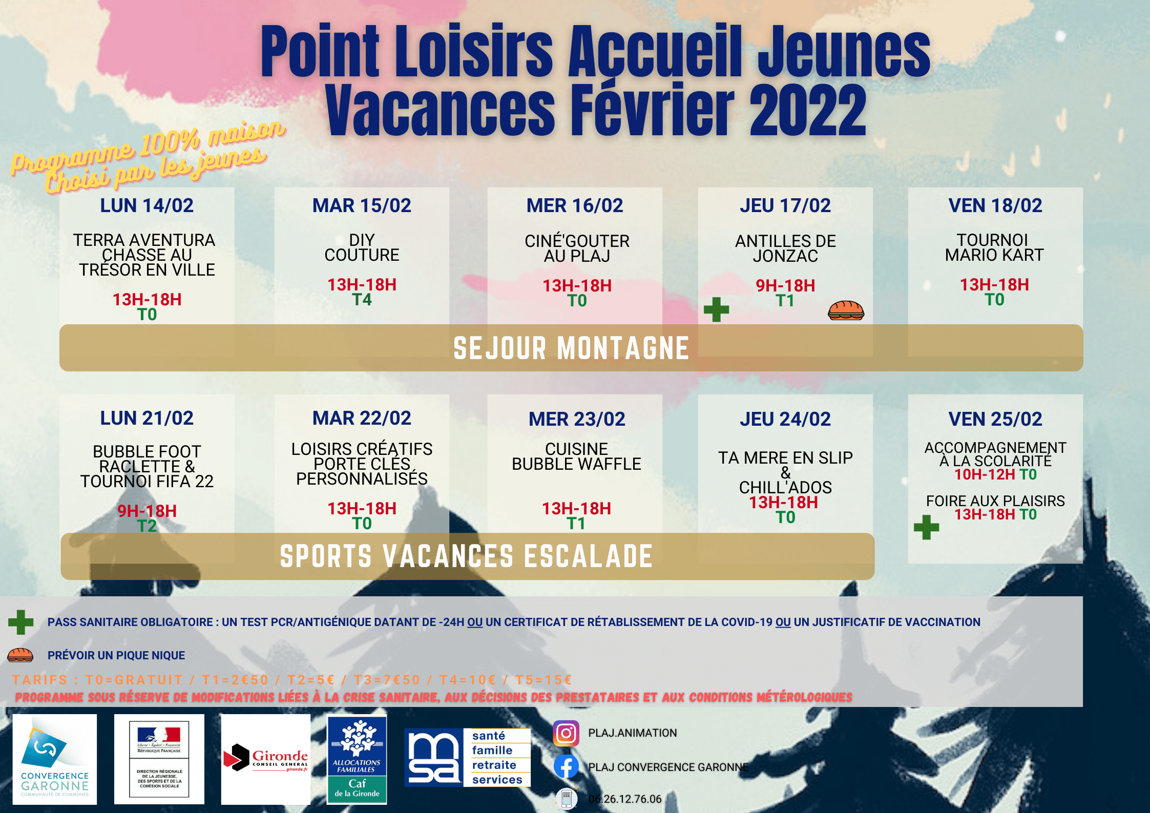 Programme Février PLAJ Convergence Garonne - Virelade