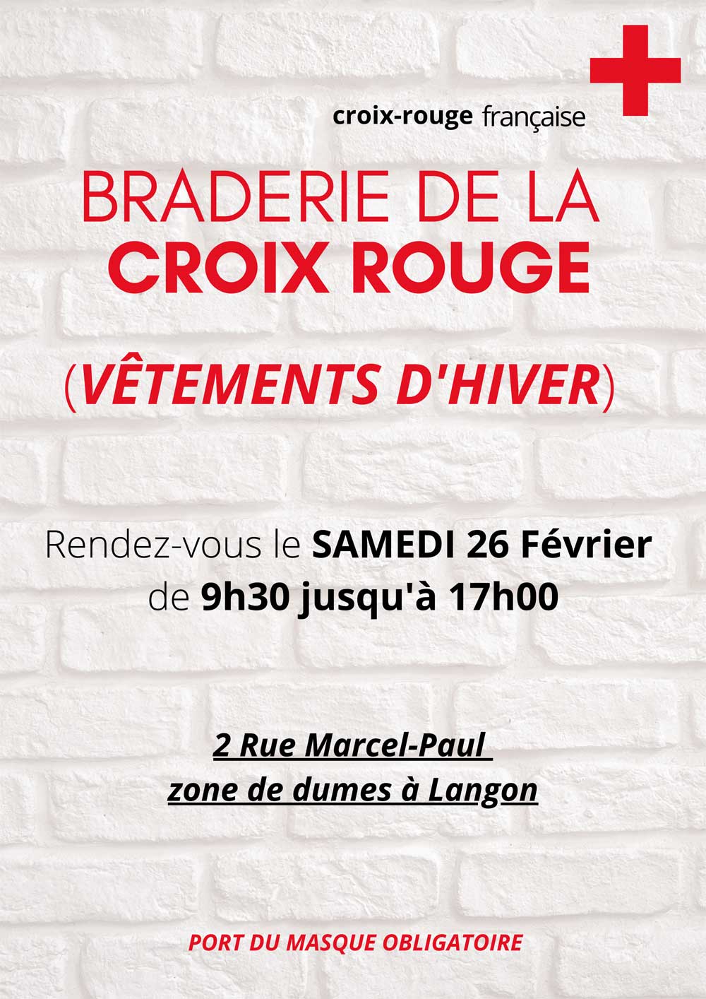 Affiche Braderie Croix-Rouge Sud-Gironde - 26 Février