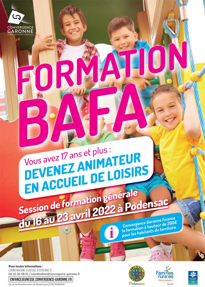 Affiche Formation BAFA Podensac - Convergence Garonne