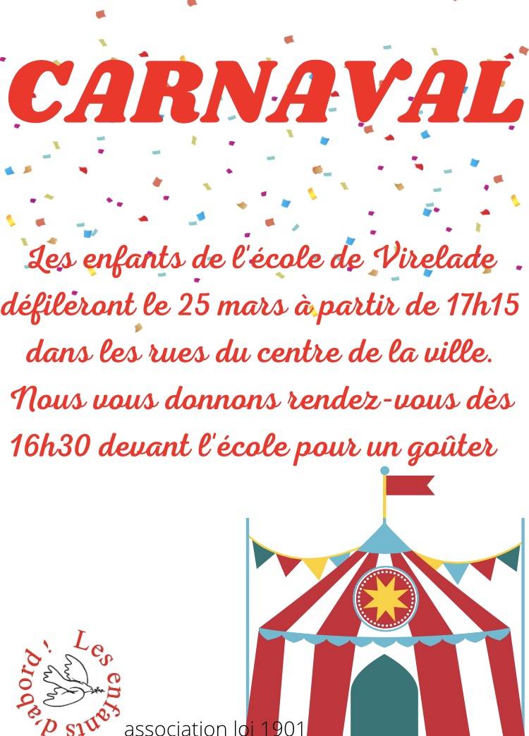 Affiche Carnaval Virelade - 25 Mars