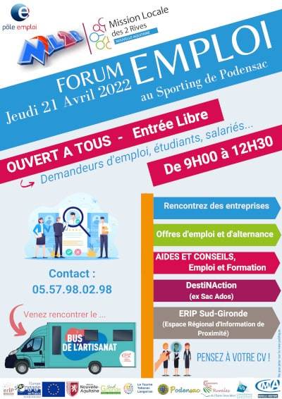 Affiche Forum emploi à Podensac, Virelade