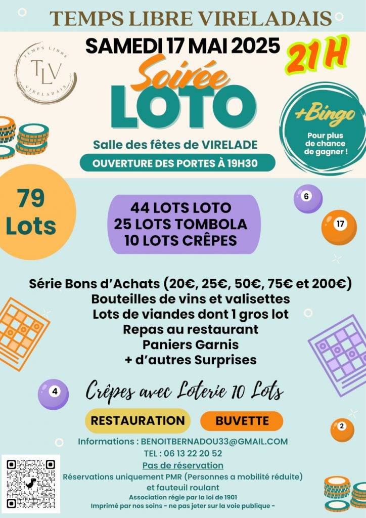 Affiche Loto Temps Libre Vireladais - 17 Mai - Virelade