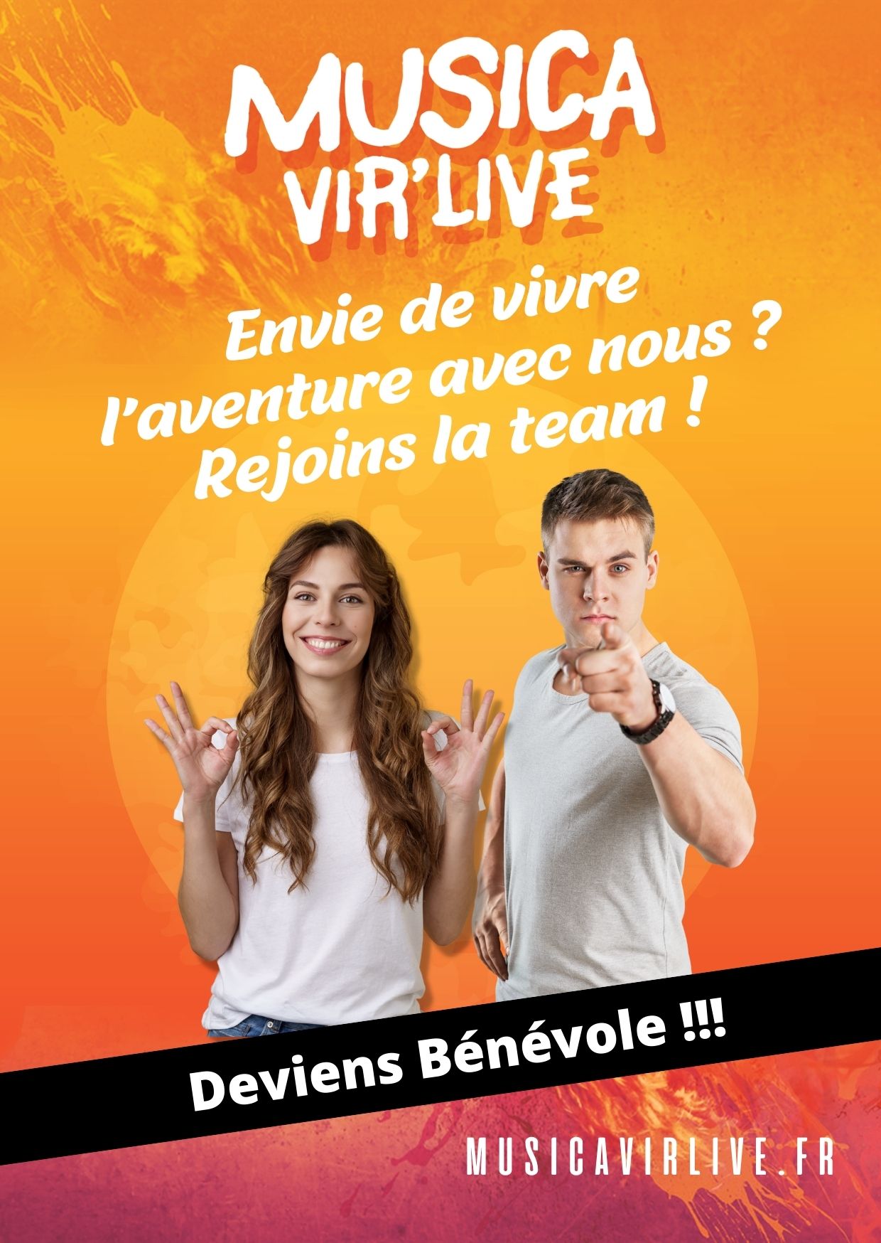 Affiche Devenir Bénévole au Festival Musica Vir'live du 9 & 10 Septembre à Virelade