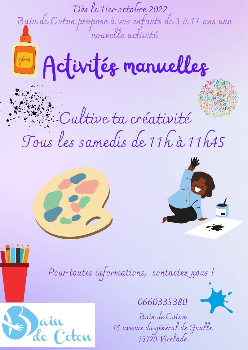 Activité Manuelle pour Enfants - Bain de Coton - Virelade