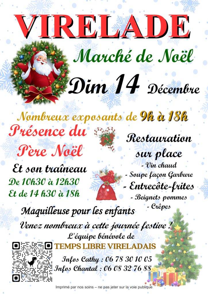 Affiche Marché de Noël du TLV à Virelade le 14 décembre 2025