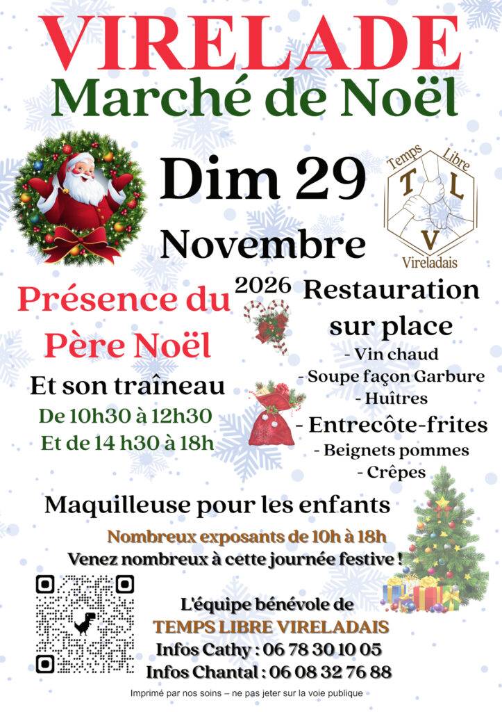 Affiche Marché de Noël du TLV à Virelade le 29 novembre 2026