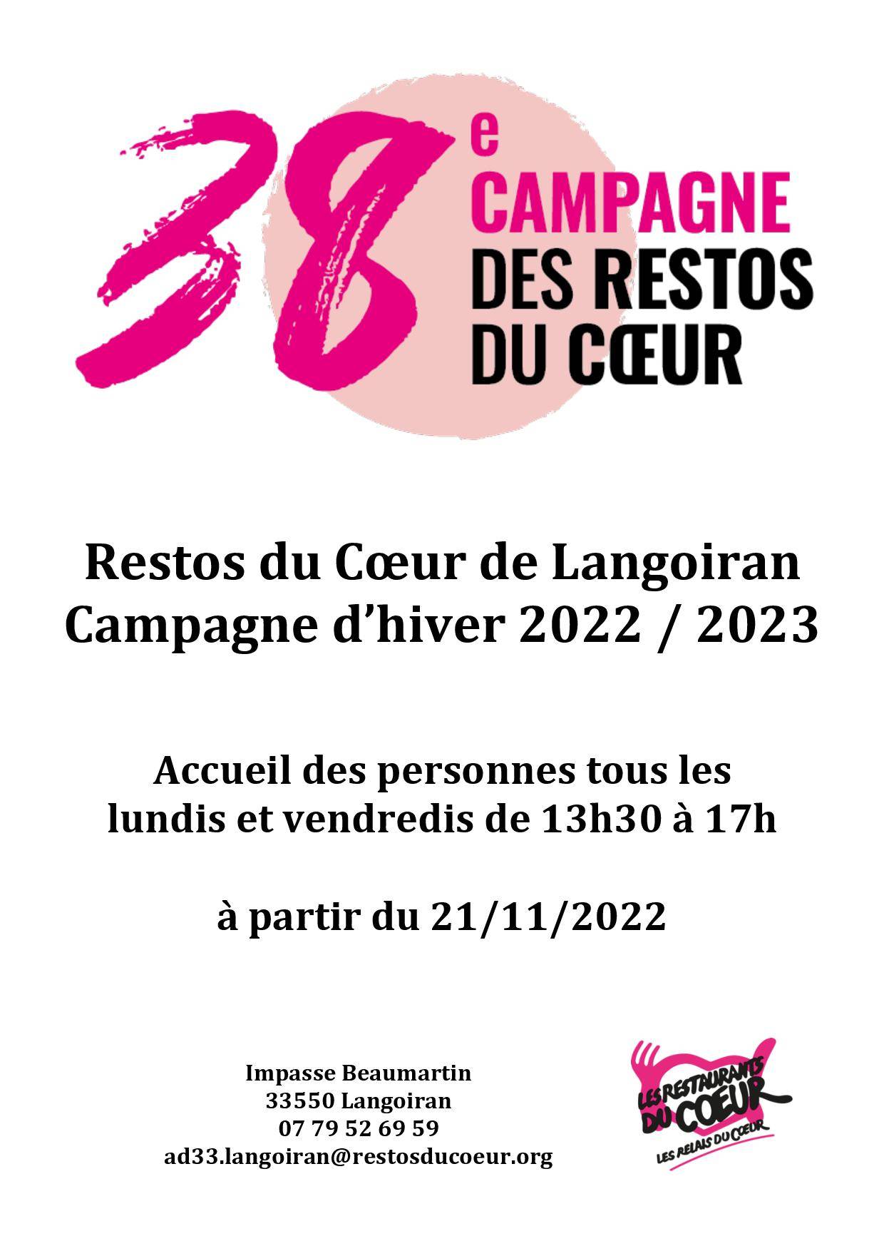 38ème campagne des resto du coeur de Langoiran, campagne d'hiver, Virelade