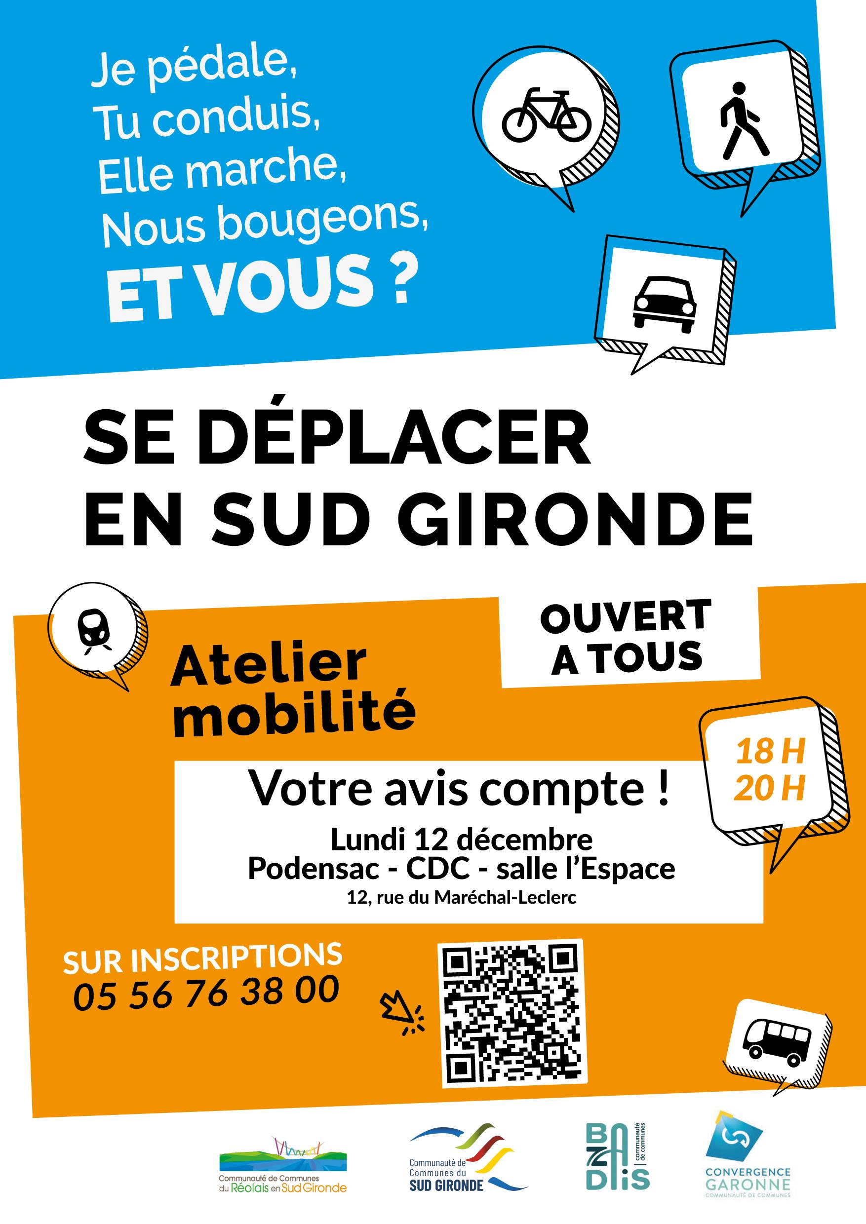 Affiche Atelier Mobilité en Sud Gironde - CDC Convergence Garonne