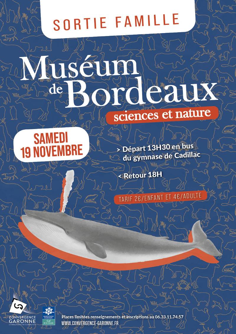 Affiche Sortie Famille Muséum du Pole d'accompagnement Citoyen - Convergence Garonne - Virelade