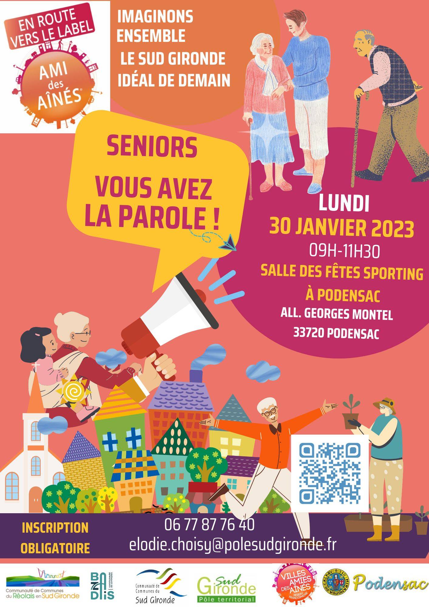 Le pôle territoriale du sud Gironde porte le projet d'échange auprès des seniors le 30 janvier de 9h à 11h30 à Auros, et le 30 janvier de 14h à 16h30 à Podensac