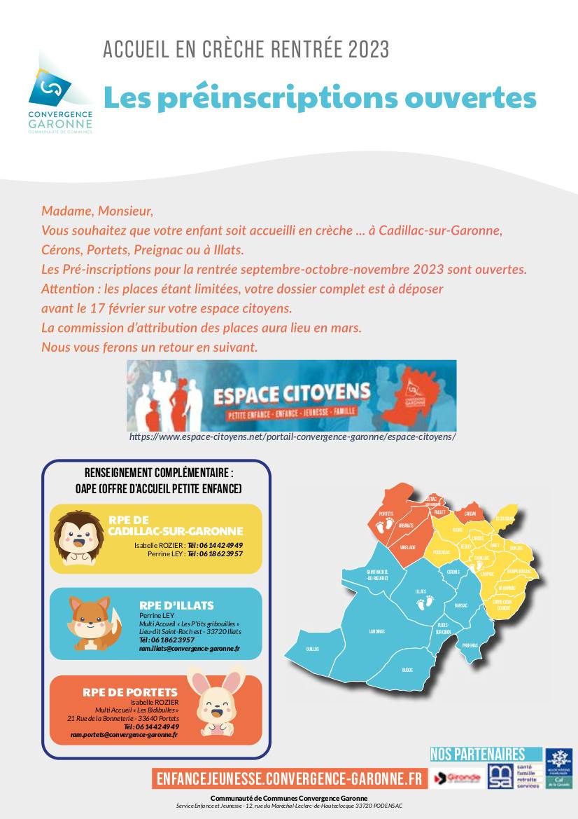 Illustration Actualité Préinscription ouverte des crèches de la CDC Convergence Garonne - Virelade