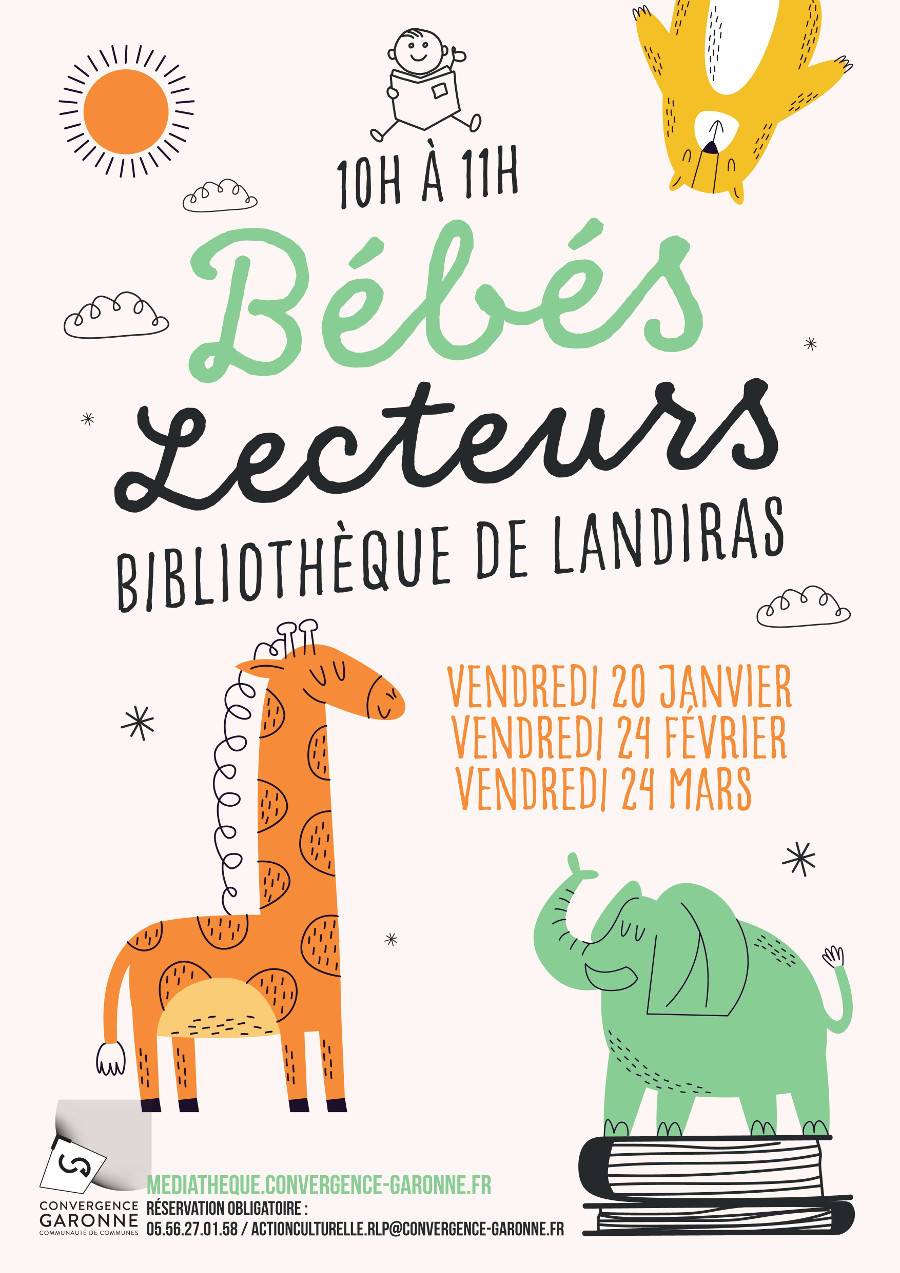 Affiche Bébés Lecteurs - Bibliothèque de Landiras - Convergence Garonne