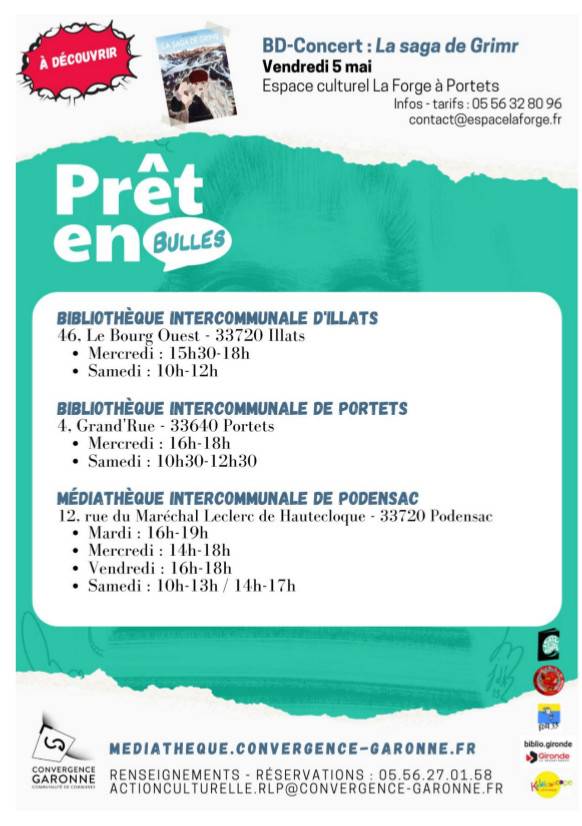 Affiche Programme Prêt en bulles - Page 4 - Bibliothèques et Médiathèque intercommunales - Illats, Podensac, Portets - Convergence Garonne