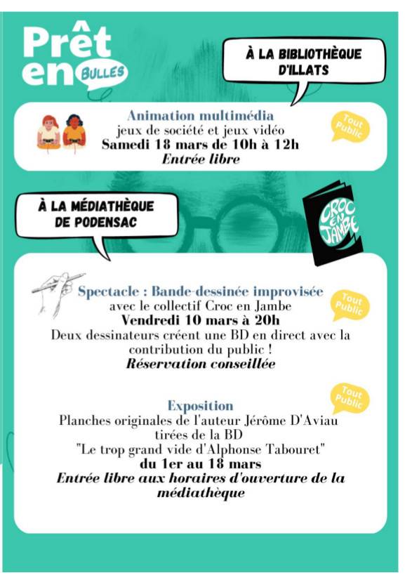 Affiche Programme Prêt en bulles - Page 3 - Bibliothèques et Médiathèque intercommunales - Illats, Podensac, Portets - Convergence Garonne