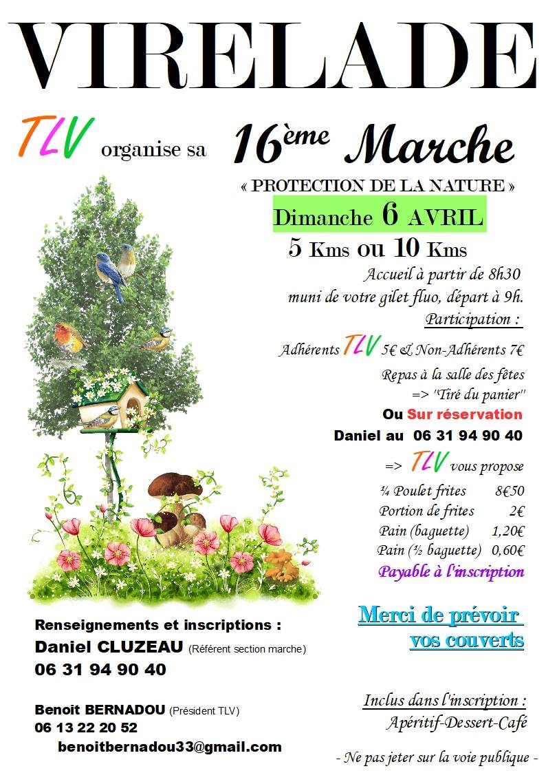 Illustration Evénement 16ème Marche nature organisée par l'association TLV - Virelade