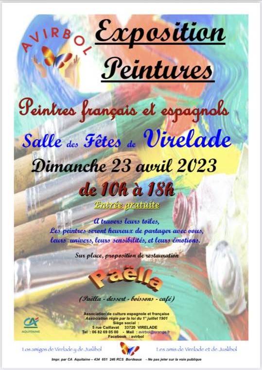 Affiche de l'exposition de peintures organisée par l'association Avirbol - Virelade