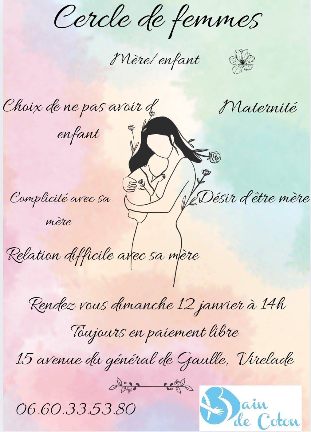 Affiche Cercle de Femmes - Association Bain de Coton - Virelade