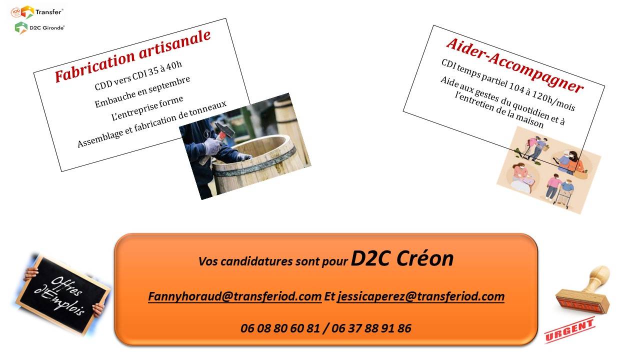 Affiche offre d'emploi autour de créons par D2C