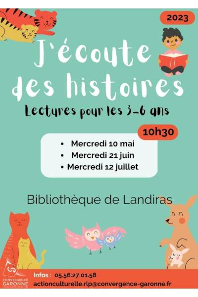 Affiche j'écoute des histoires à Landiras pour les 3 à 6 ans, Virelade