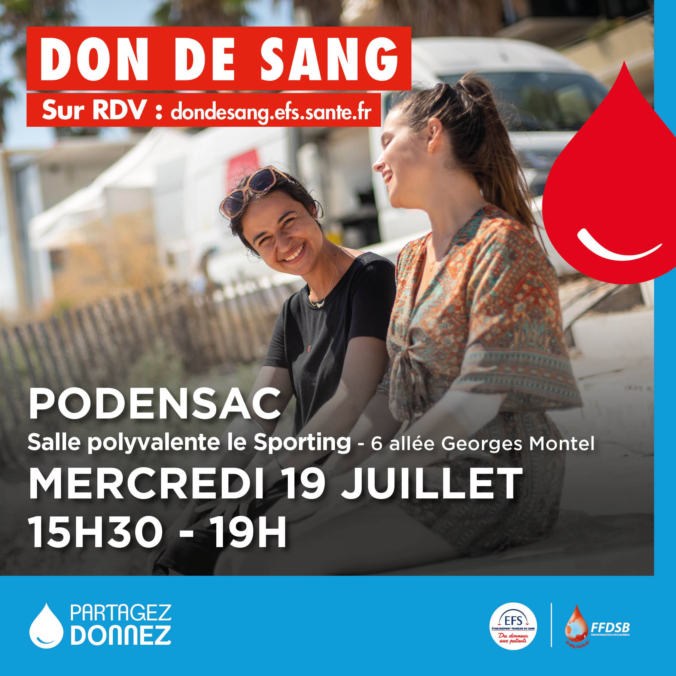 Illustration Don de Sang Podensac - EFS - 19 Juillet