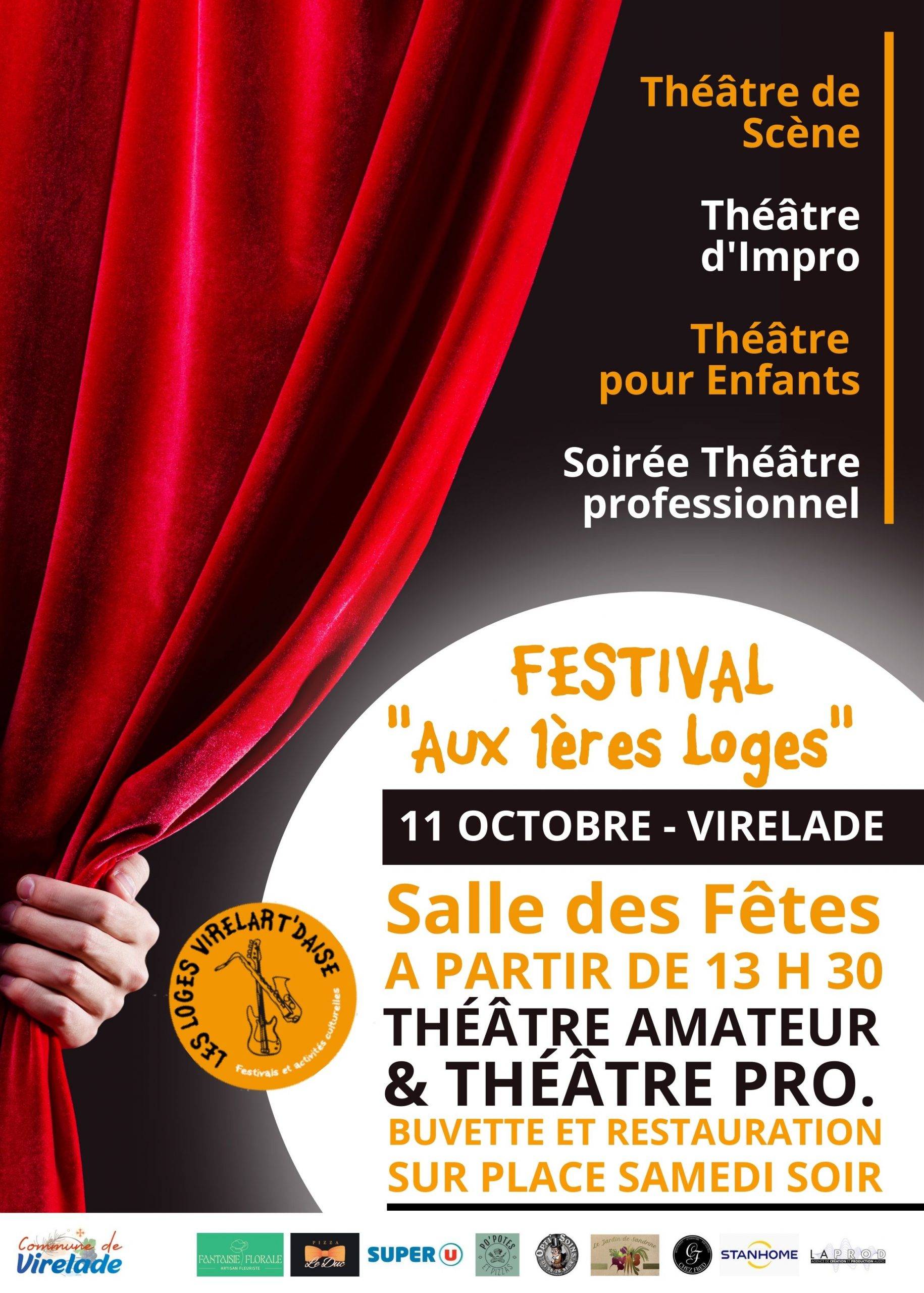 Affiche Festival aux 1ères loges - Théâtre Amateur & pro - Virelade