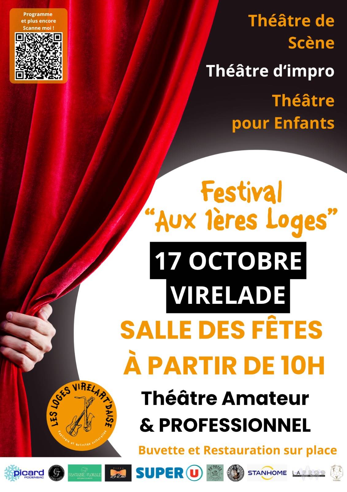 Affiche Festival aux 1ères loges - Théâtre Amateur & pro - Virelade - 17 octobre 2026