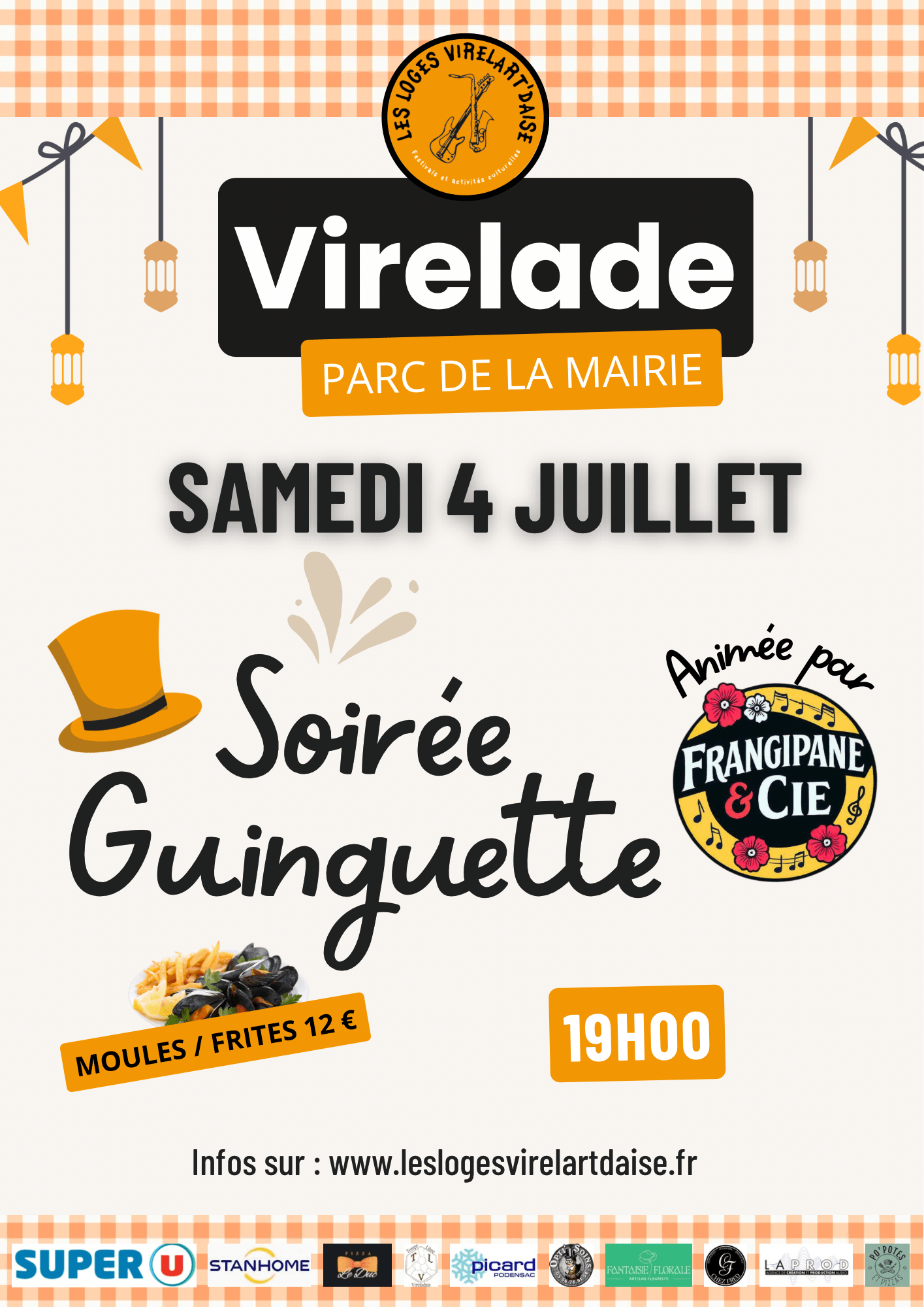 Affiche Soirée Guinguette du 4 juillet - Les Loges Virelart'daise - Virelade