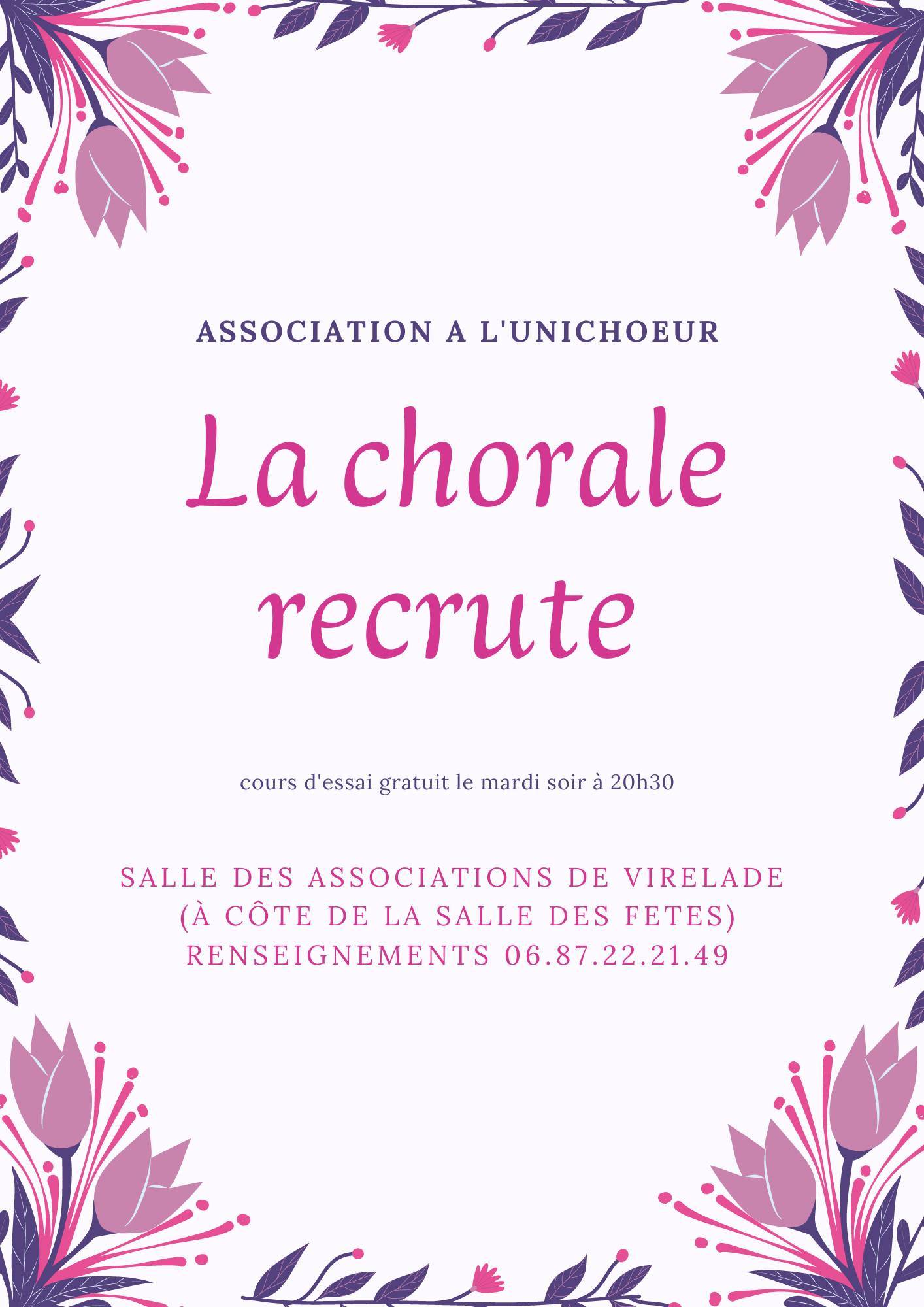 Association A L'unichoeur de Virelade recrute tenor et basse