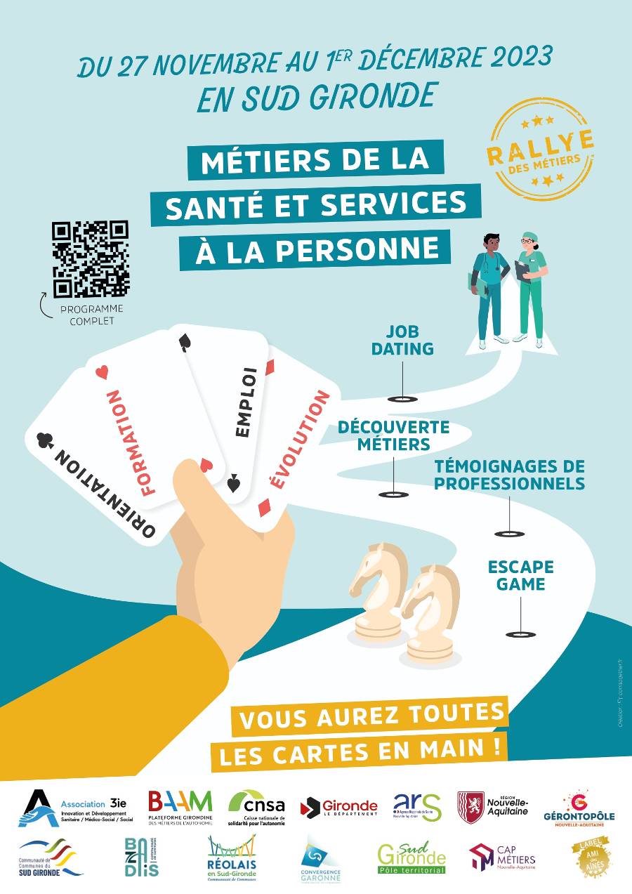 Affiche Rallye découverte des métiers de la santé et services à la personne - Pôle territorial sud gironde