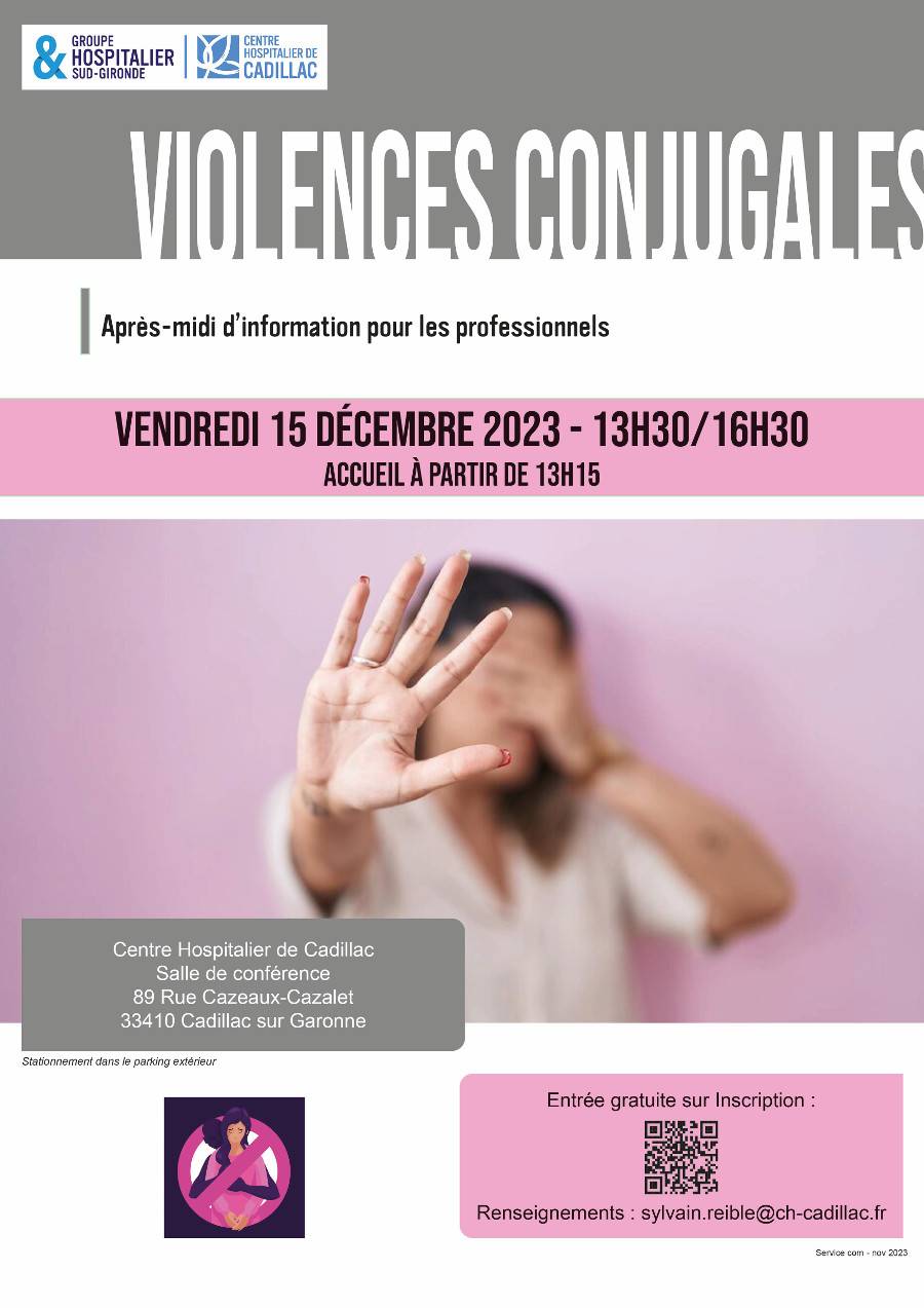 Affiche Sensibilisation au repérage et à l'accompagnement des victimes de violences conjugales pour les professionnels