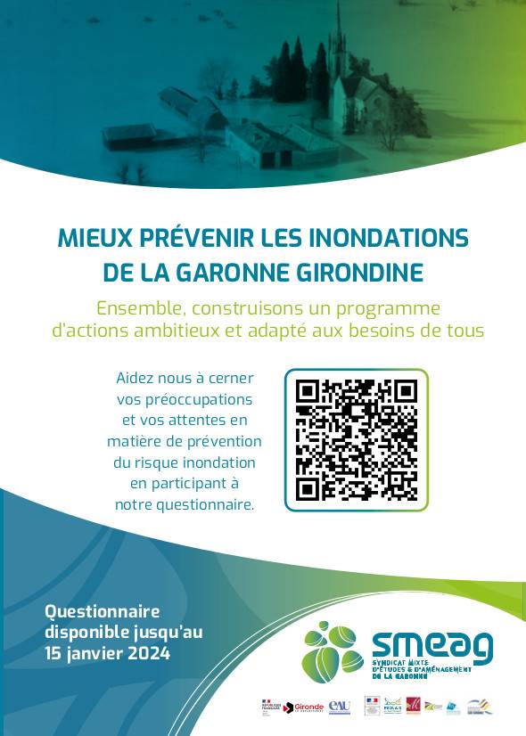 Flyer - Page 1 - Enquête concernant les inondations en Garonne girondine - SMEAG - Virelade