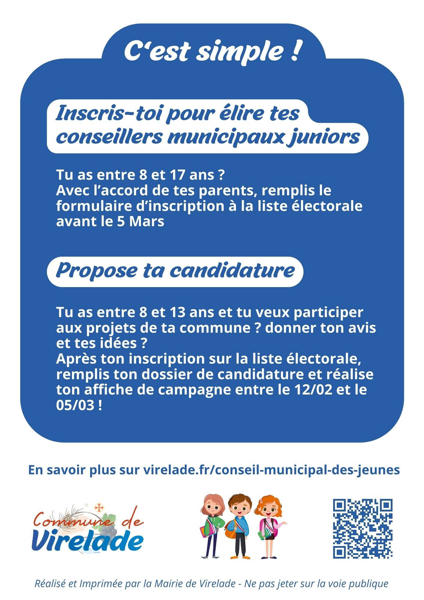 Affiche Verso Election du Conseil Municipal des Jeunes de Virelade