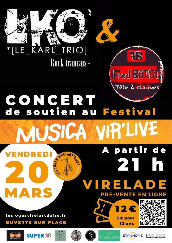 Affiche Concert LKO & Fred Batista en soutien au festival Musica Virlive - Virelade