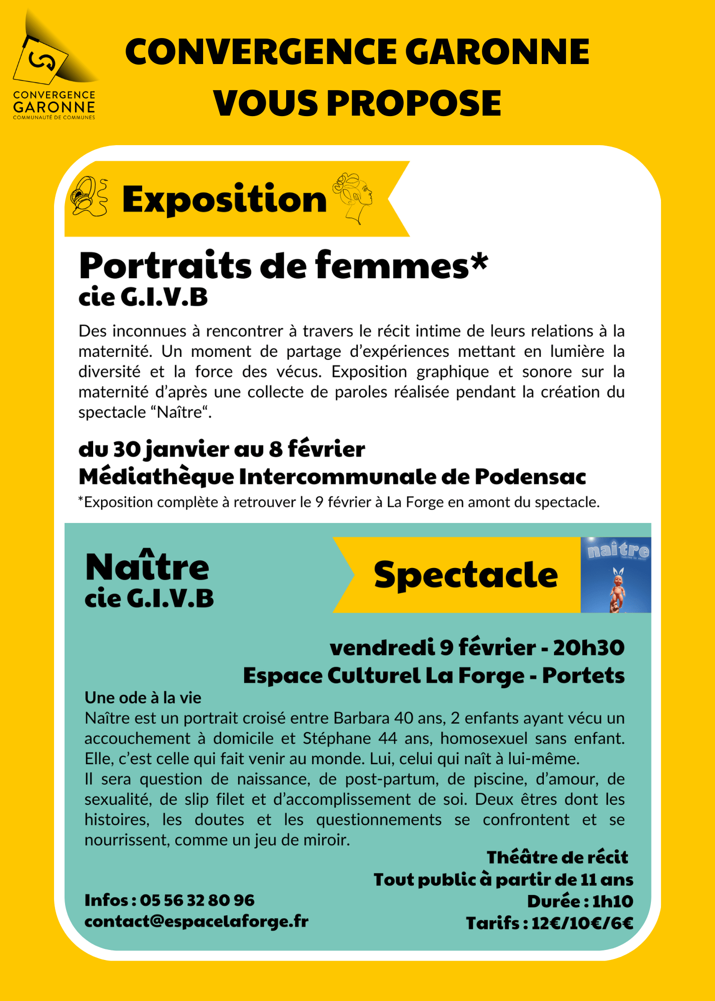 Affiche Exposition Portraits de Femme - CDC Convergence Garonne