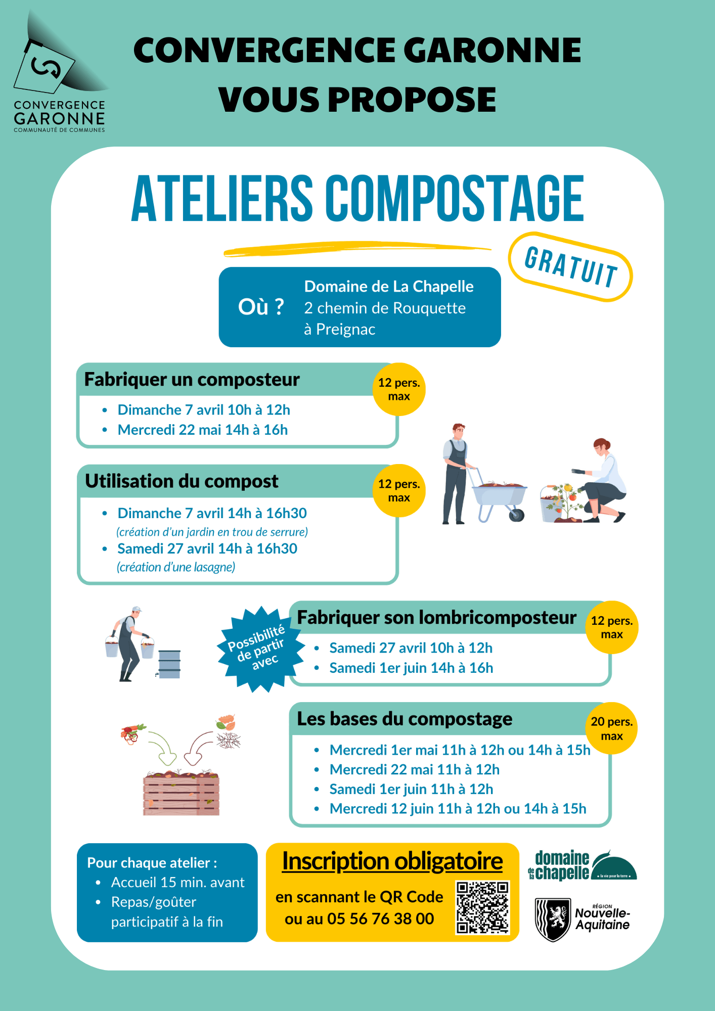 Affiche Ateliers compostage - CDC Convergence Garonne