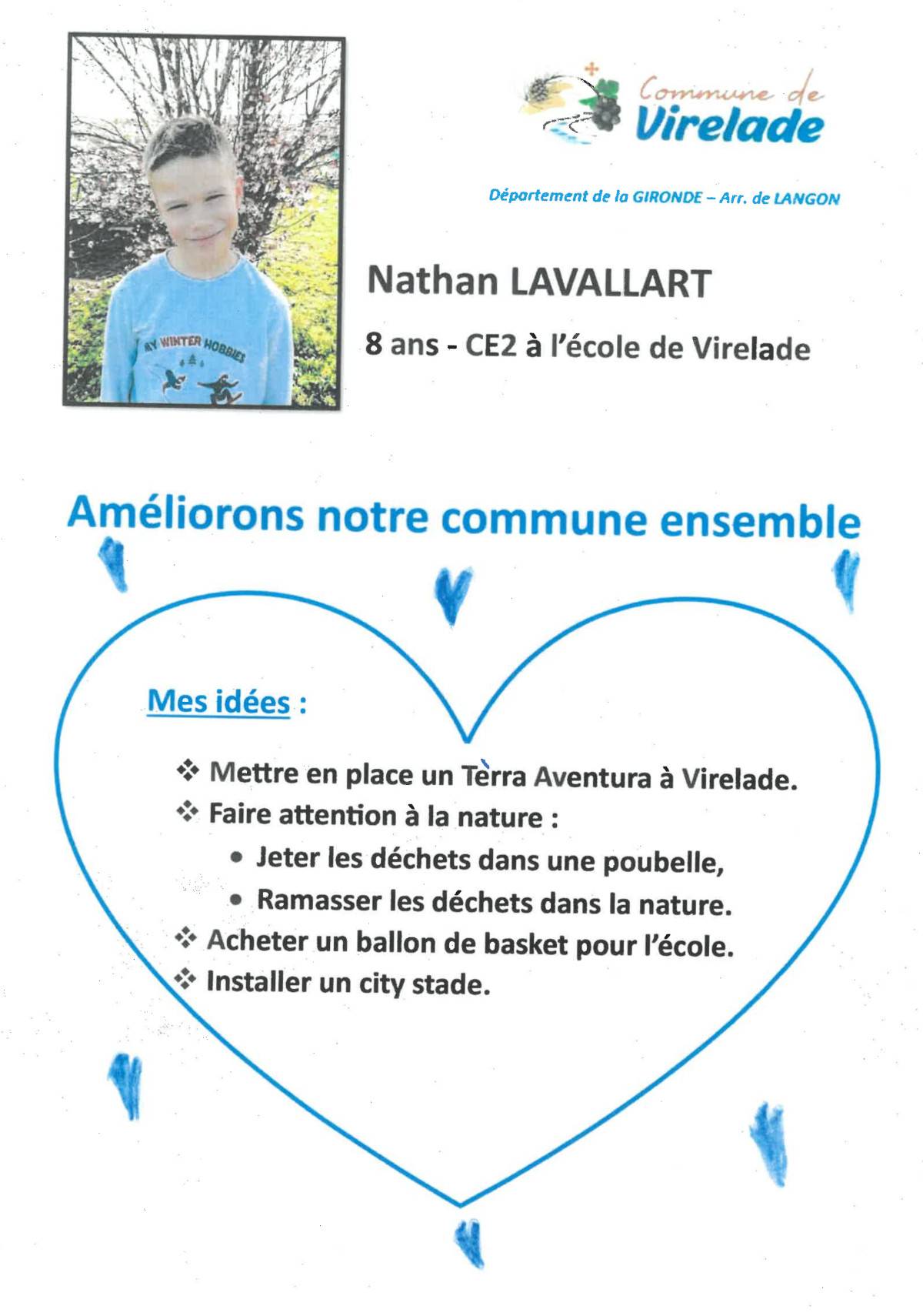 Photo Affiche Nathan Lavallart candidat au CMJ de Virelade