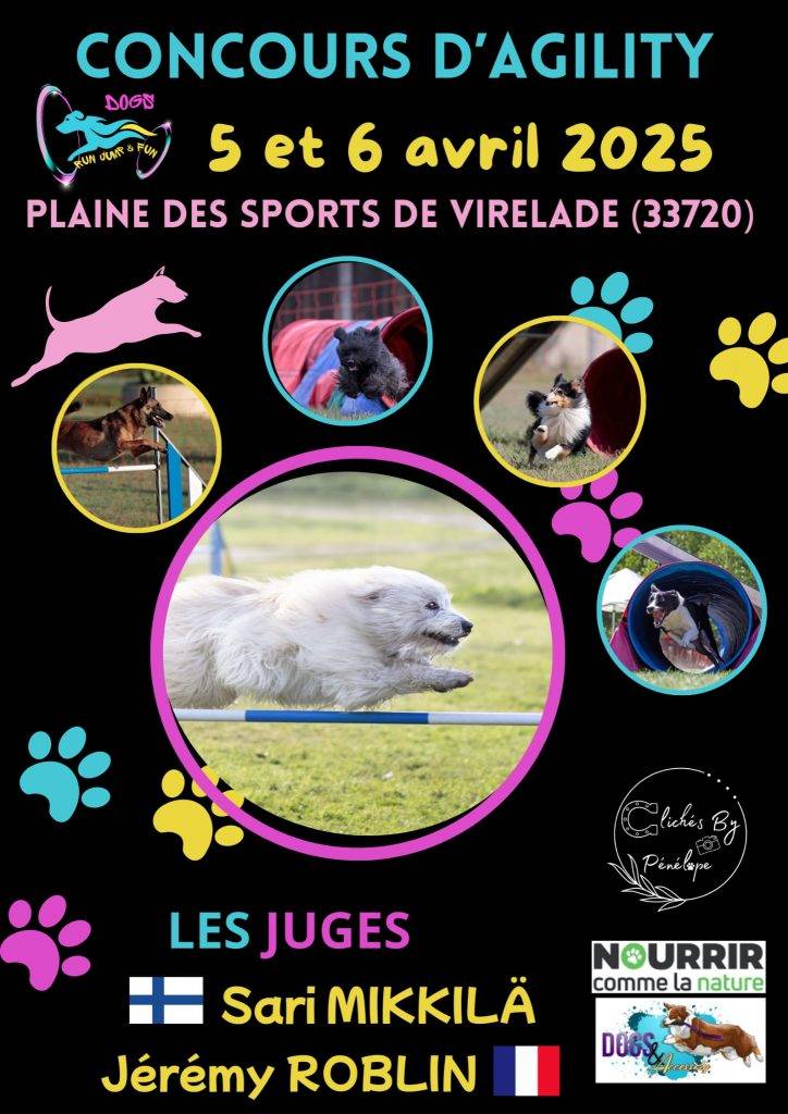 Affiche Concours Agility 2025 - Club Canin Dogs Run Jump & Fun à Virelade