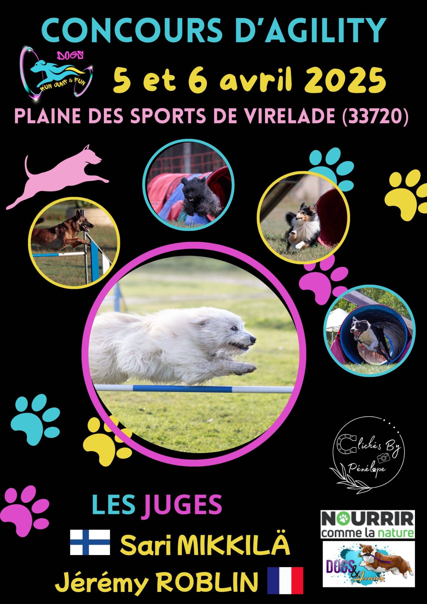 Affiche Concours Agility 2025 - Club Canin Dogs Run Jump & Fun à Virelade