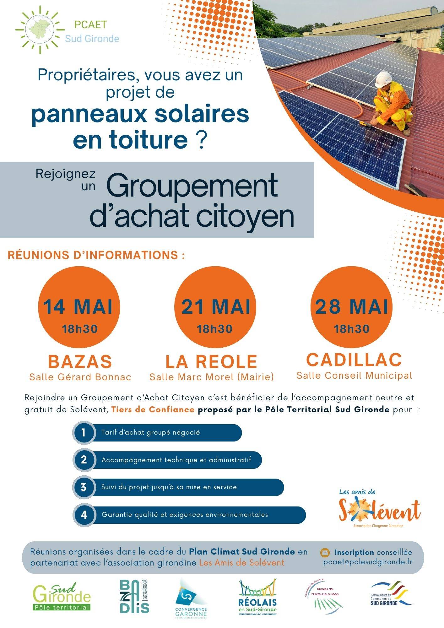 Illustration Actualité Panneaux Solaires en toiture - Groupement d'achat citoyen - Pole Territorial Sud Gironde