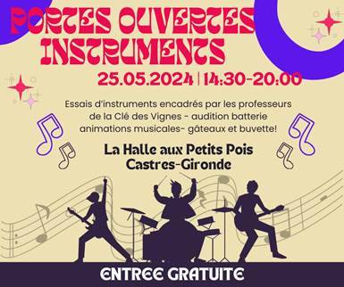 Affiche Portes ouvertes - La Clé des Vignes - Ecole de Musique - Virelade