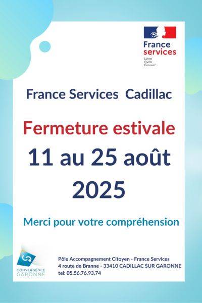 Illustration fermeture estivale France Service Cadillac - CDC Convergence Garonne