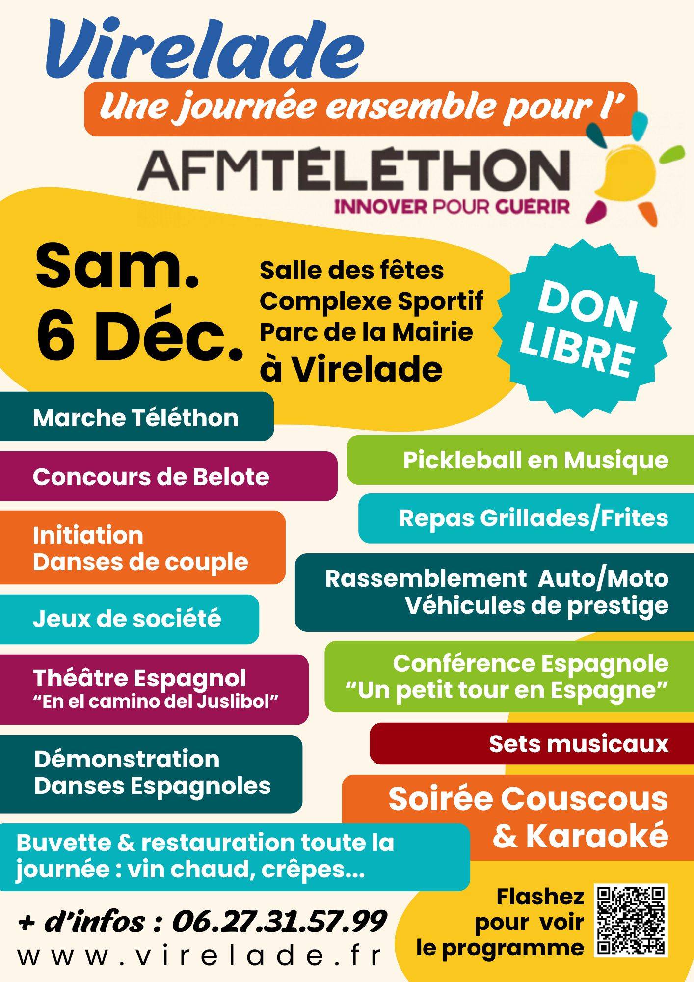 Affiche Téléthon à Virelade - 6 Décembre