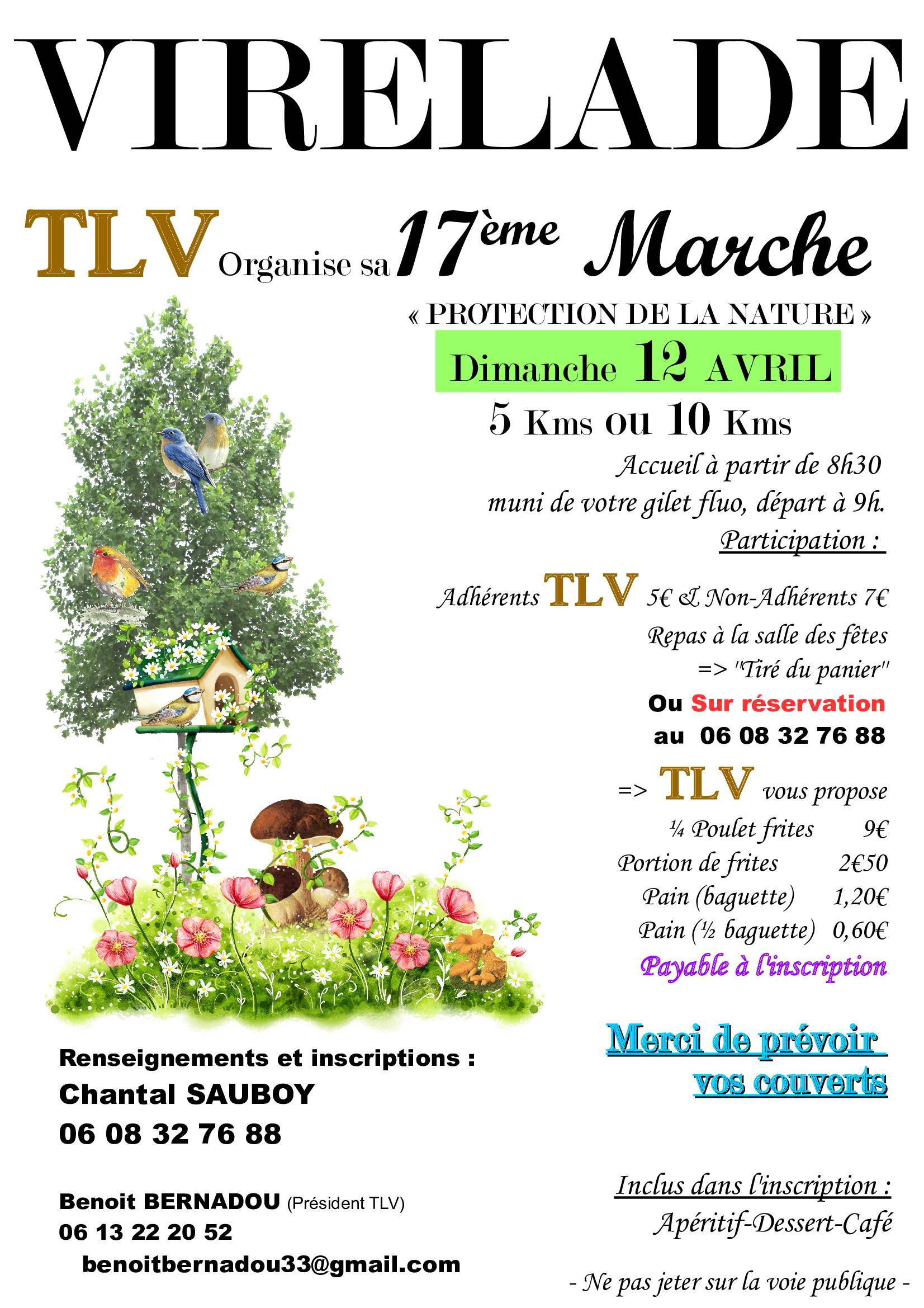 Affiche Marche Protection de la nature 2026 - Association TLV - Virelade