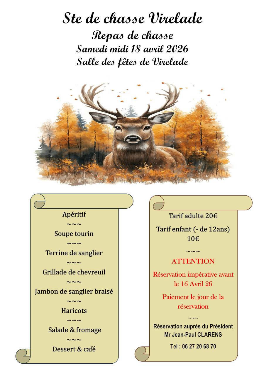 Affiche Evénement Vide Grenier de la société de Chasse du 2 Juin à Virelade