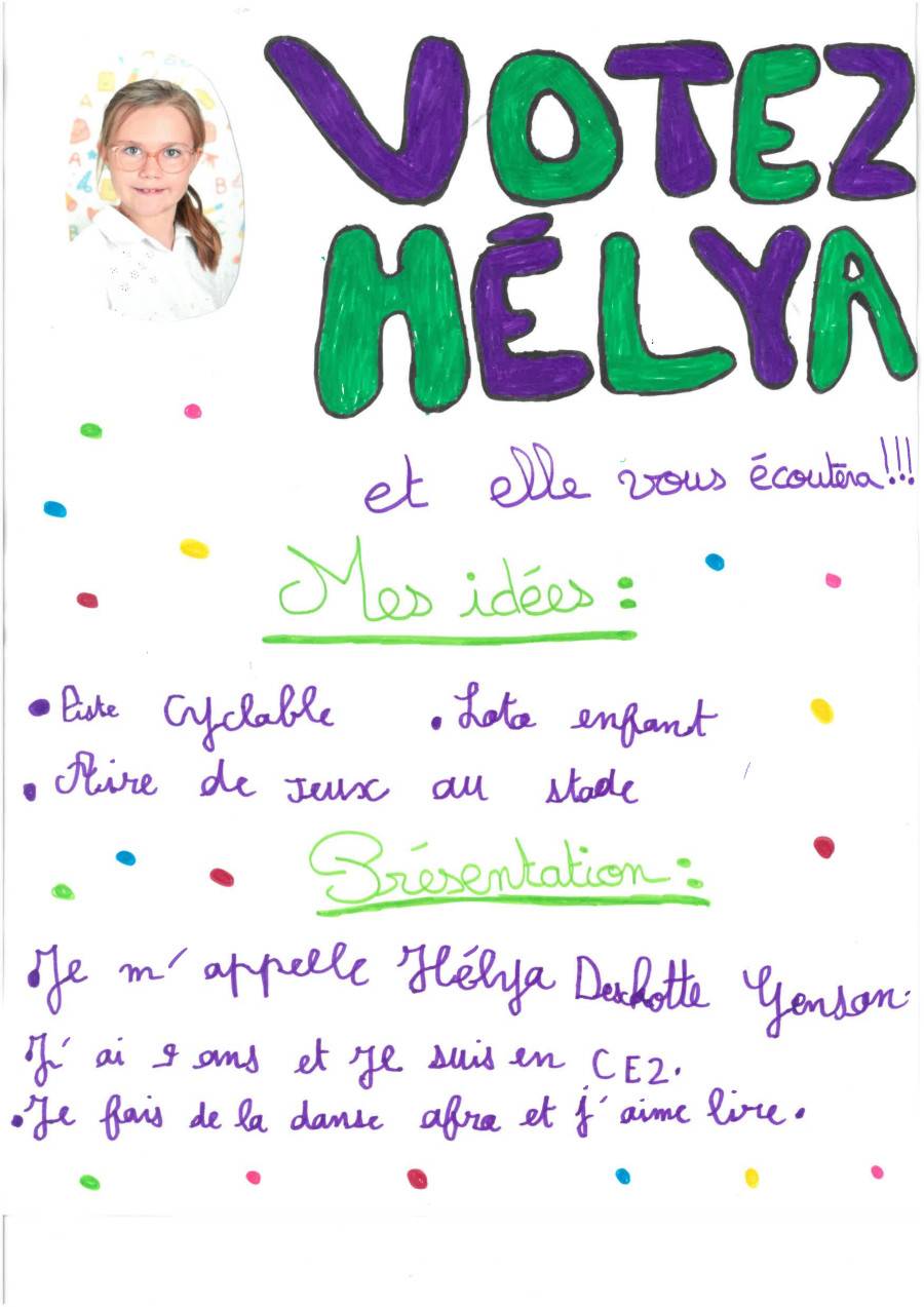 Photo Affiche Hélya Deschotte Genson candidate au CMJ de Virelade