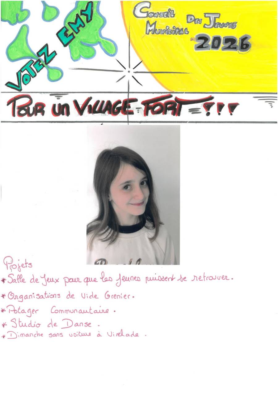 Photo Affiche Emy Dupuy candidate au CMJ de Virelade