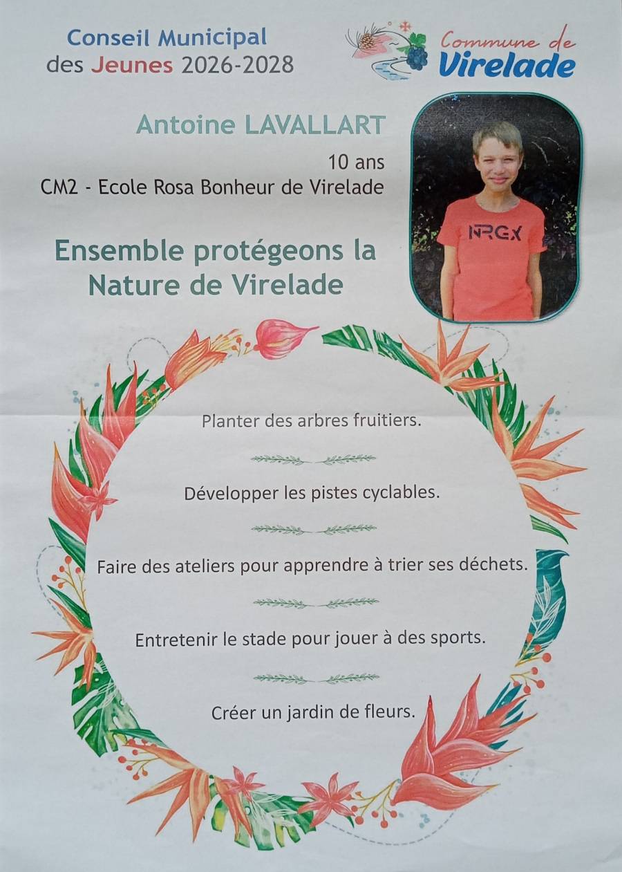 Photo Affiche Antoine Lavallart candidat au CMJ de Virelade